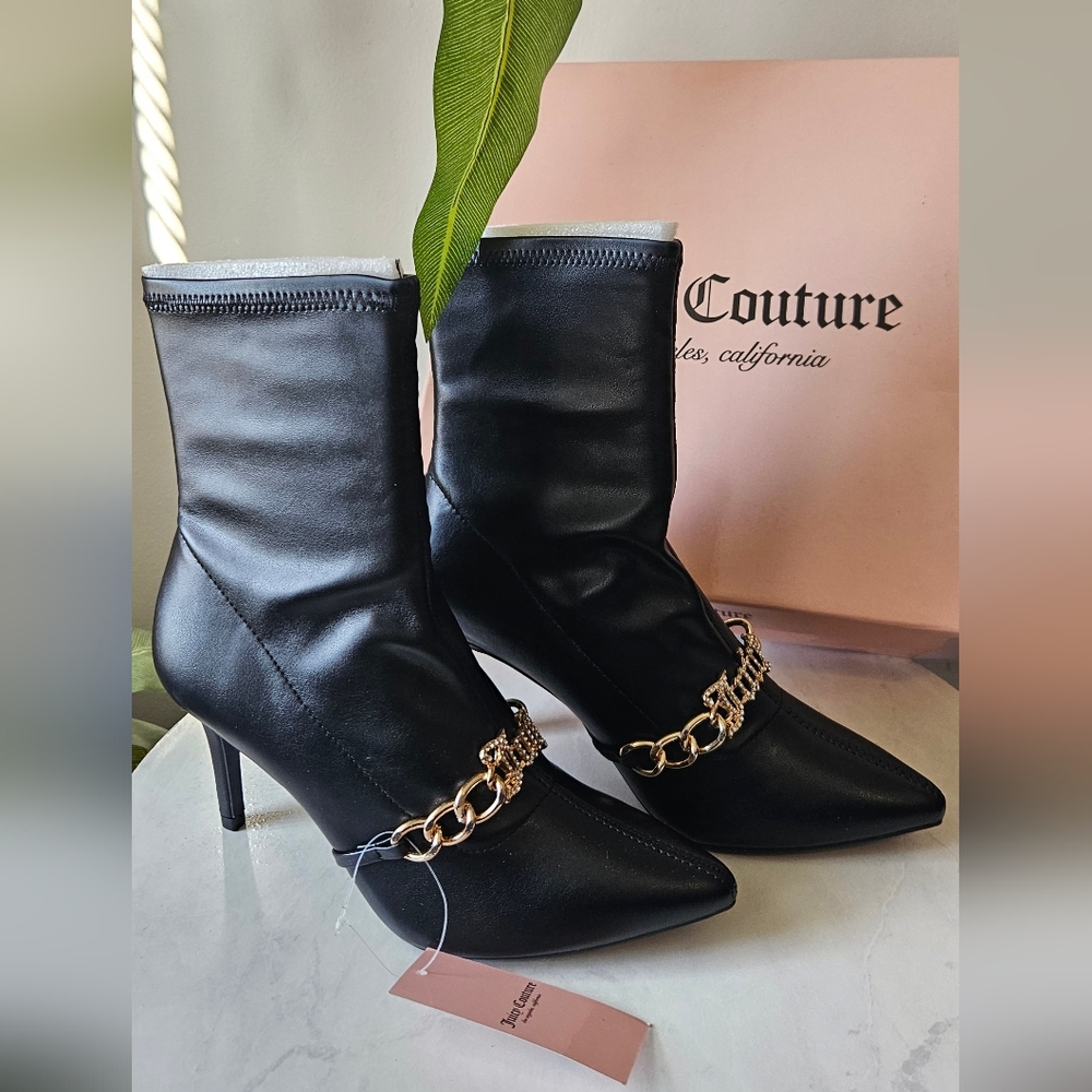New Juicy Couture Black & Gold Women's Tommi Booties US Sz 6.5 - Picture 1 of 16